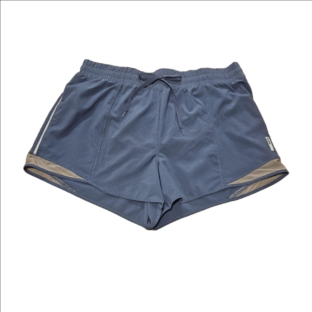 RBX Women's X-Dri Athletic Running Shorts, L, Blue/Grey Accents, Built-in Panty